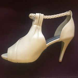 Nude open toed heels